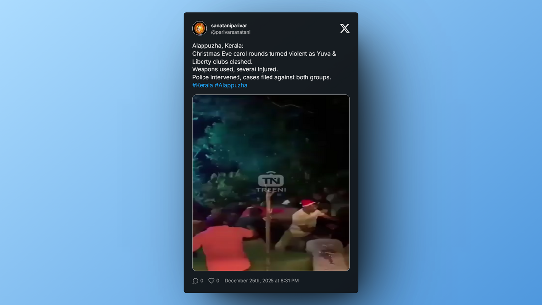 Police intervene after violent Christmas Eve carol group clash in Alappuzha district