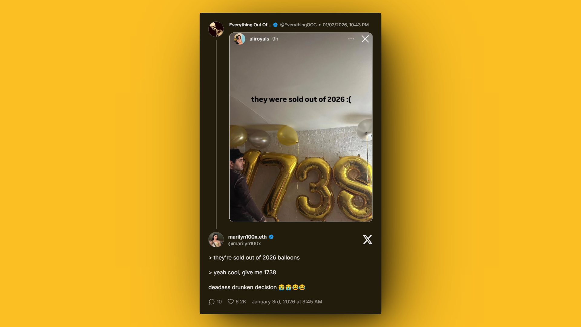 Viral New Year balloon mix-up humor