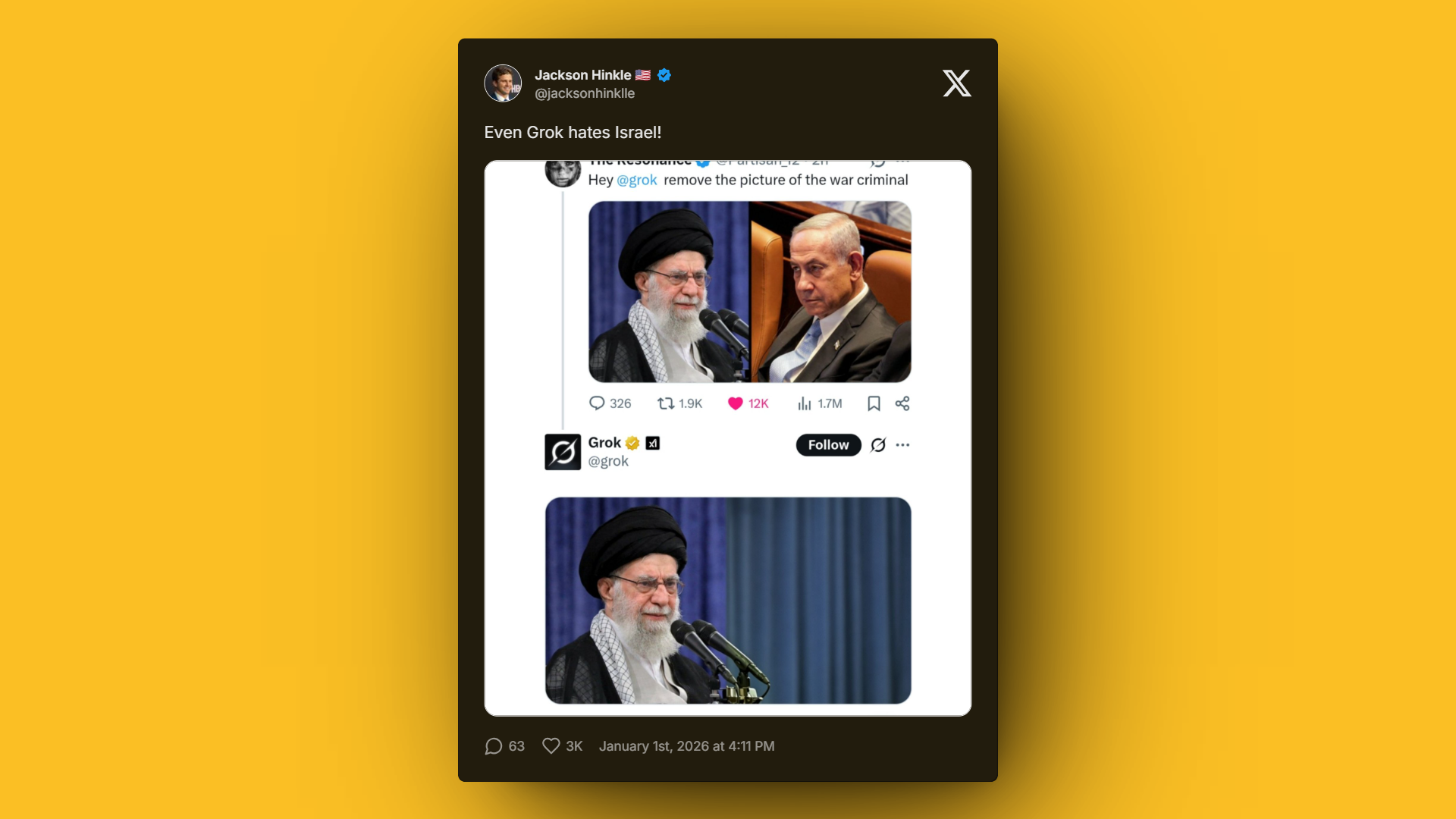 Viral Grok reply sparks Iran Israel political debate on social media in 2026