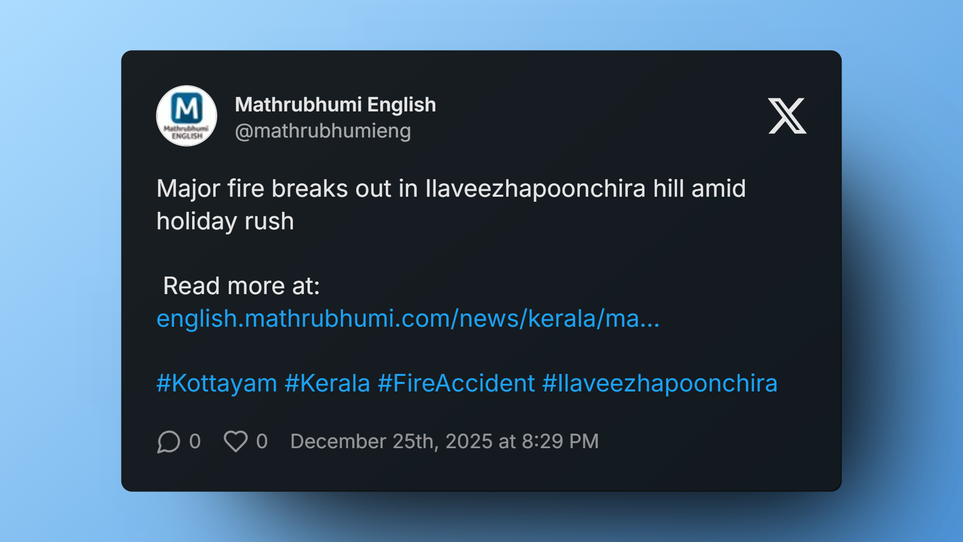 Emergency responders monitoring the fire at Ilaveezhapoonchira Hill during Christmas