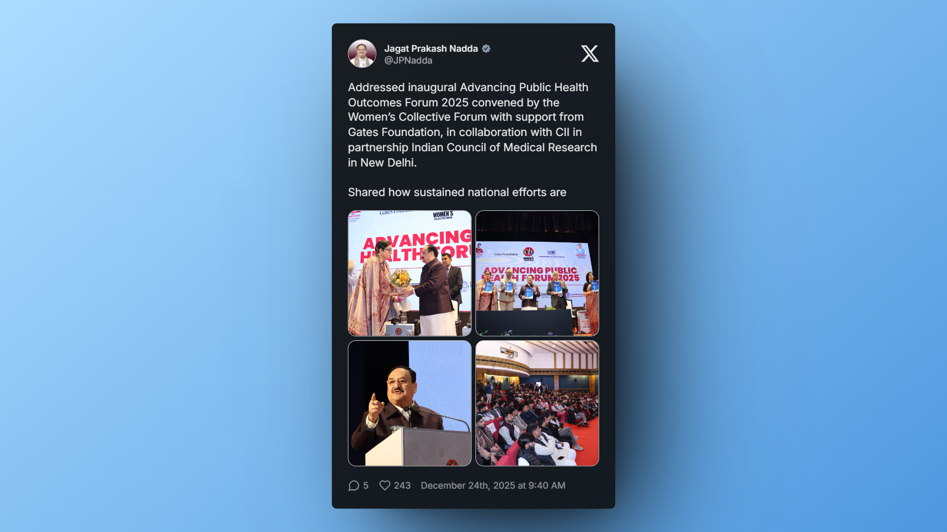 Audience at India’s 2025 Public Health Outcomes Forum listening to presentations