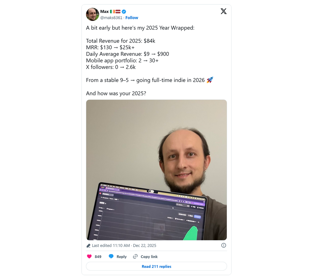 Mobile app portfolio dashboard illustrating rapid growth