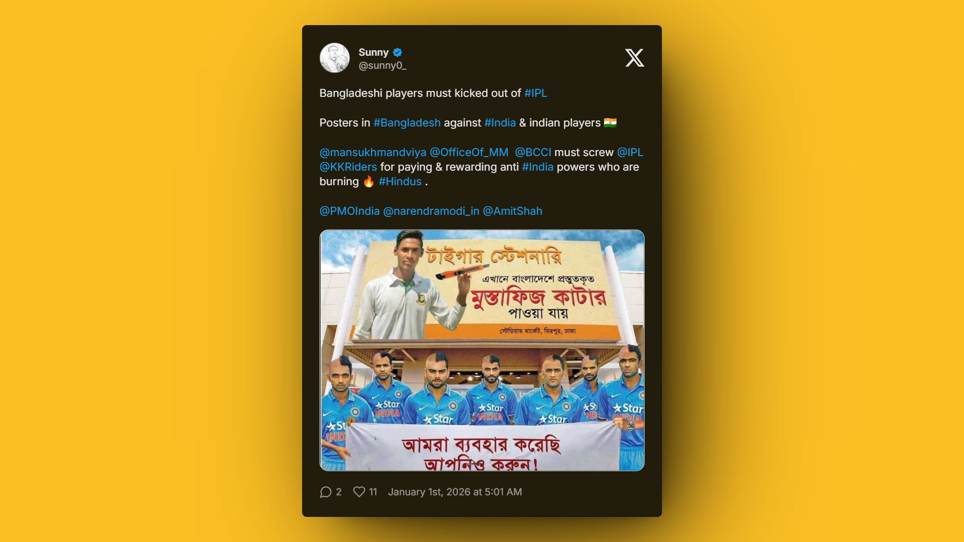 Debate erupts after viral X post links Bangladesh unrest with IPL player participation
