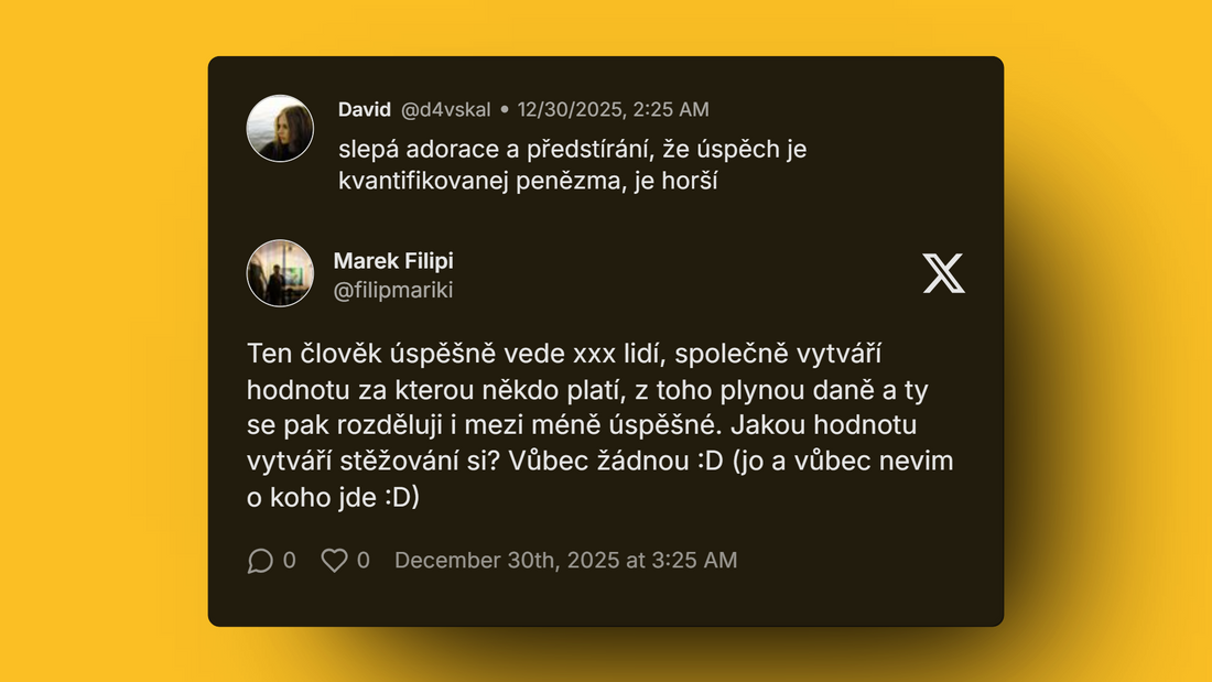 Czech X users debate media criticism of successful tech leaders
