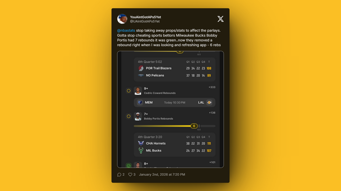 NBA stats and sports betting app showing rebound adjustment