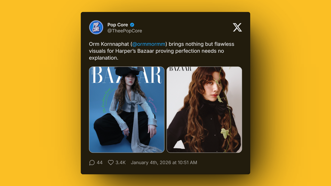 Thai actress Orm Kornnaphat showcasing modern elegance in high fashion editorial