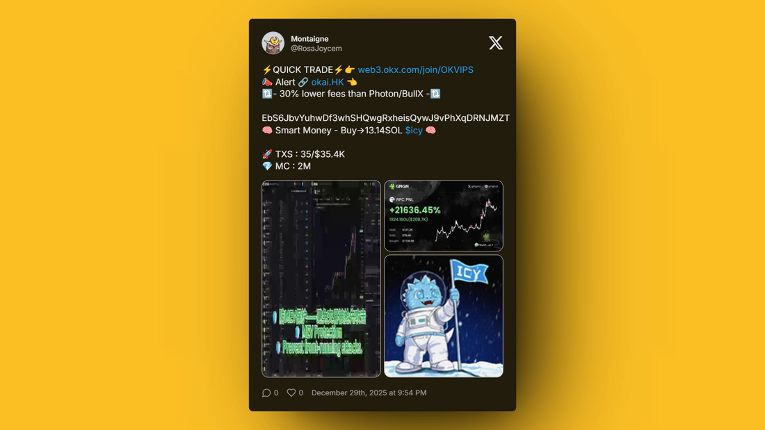 $ICY crypto trading video clip showing whale buys and chart performance