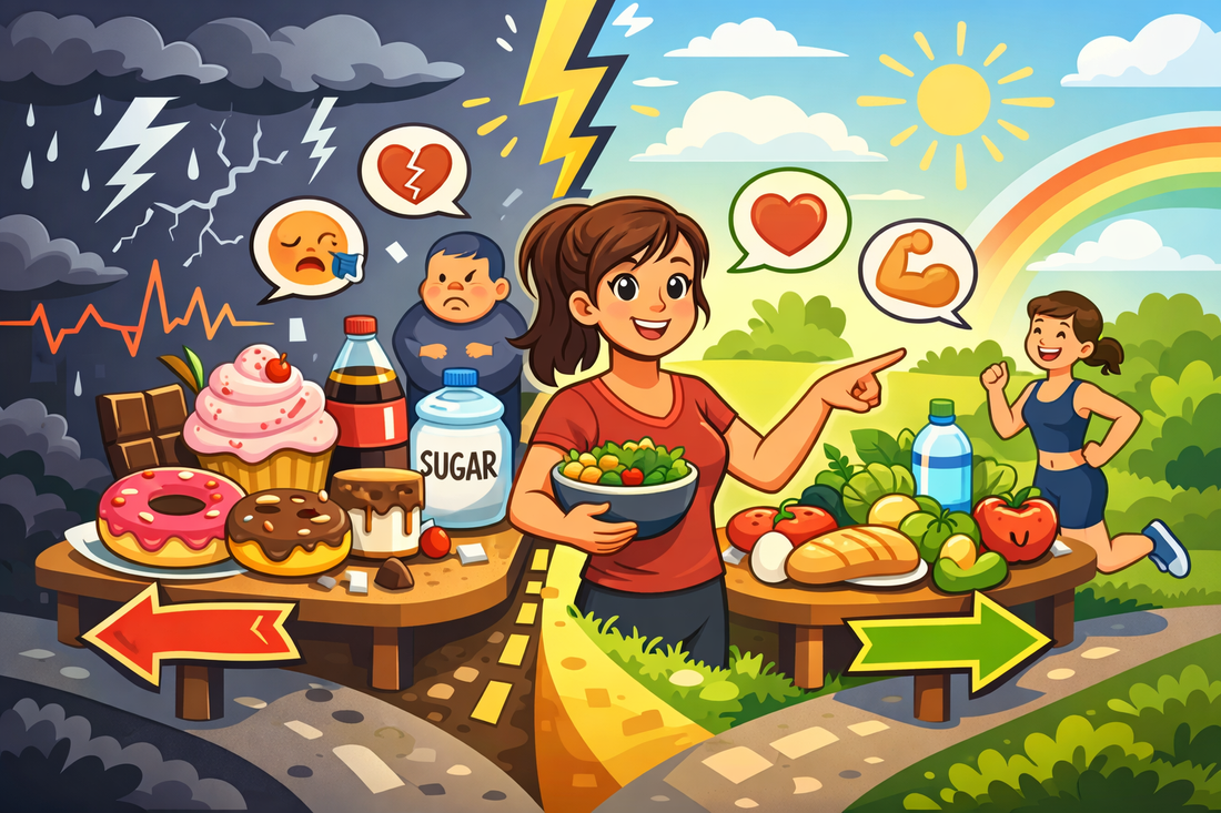 comparison of sugary foods vs healthy alternatives