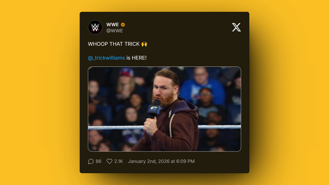 Trick Williams entrance with blue lights and fog on SmackDown interrupting Sami Zayn