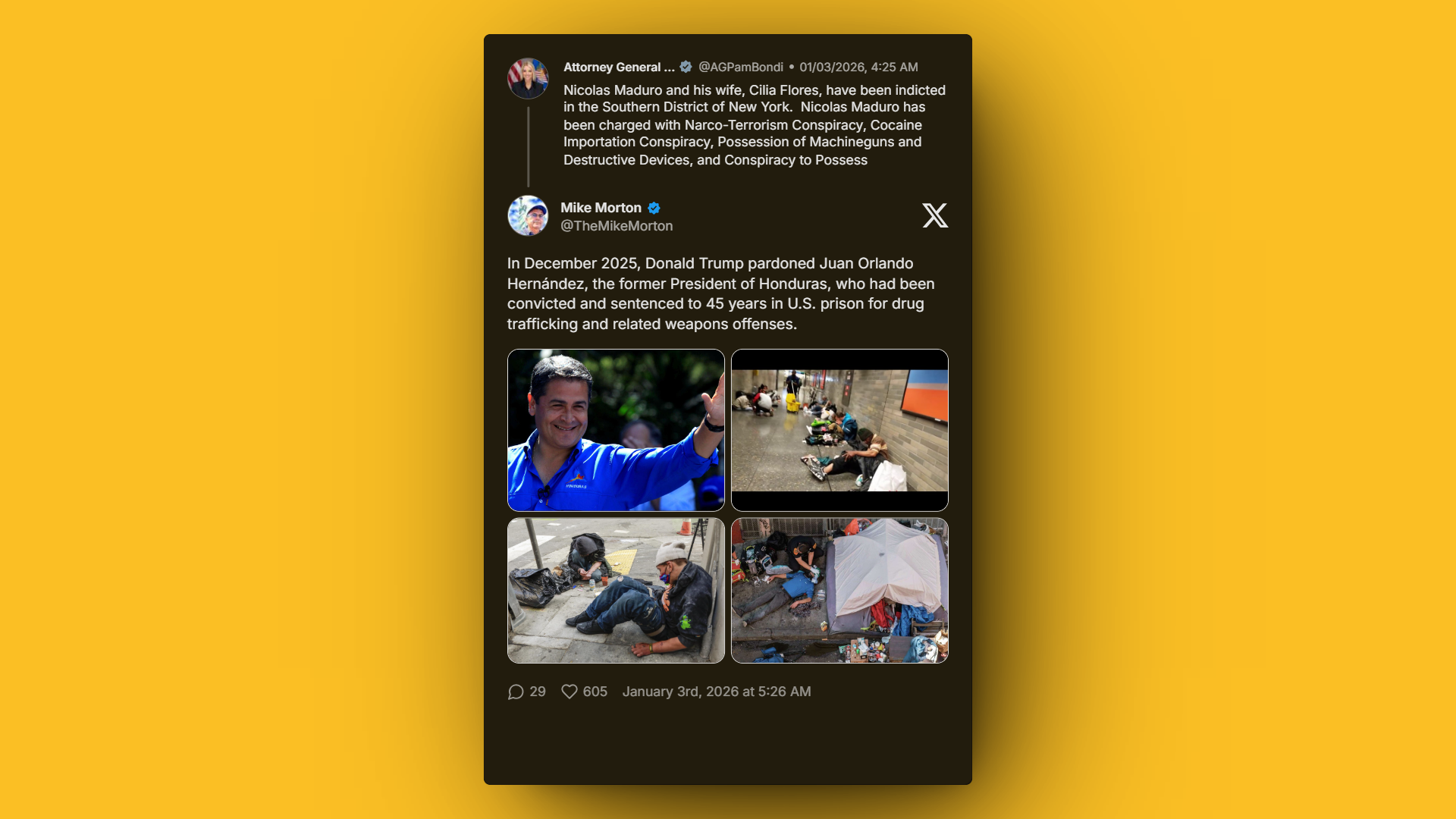 U.S. hypocrisy debate over pardoning Honduras leader while arresting Venezuelan president for narco-terrorism