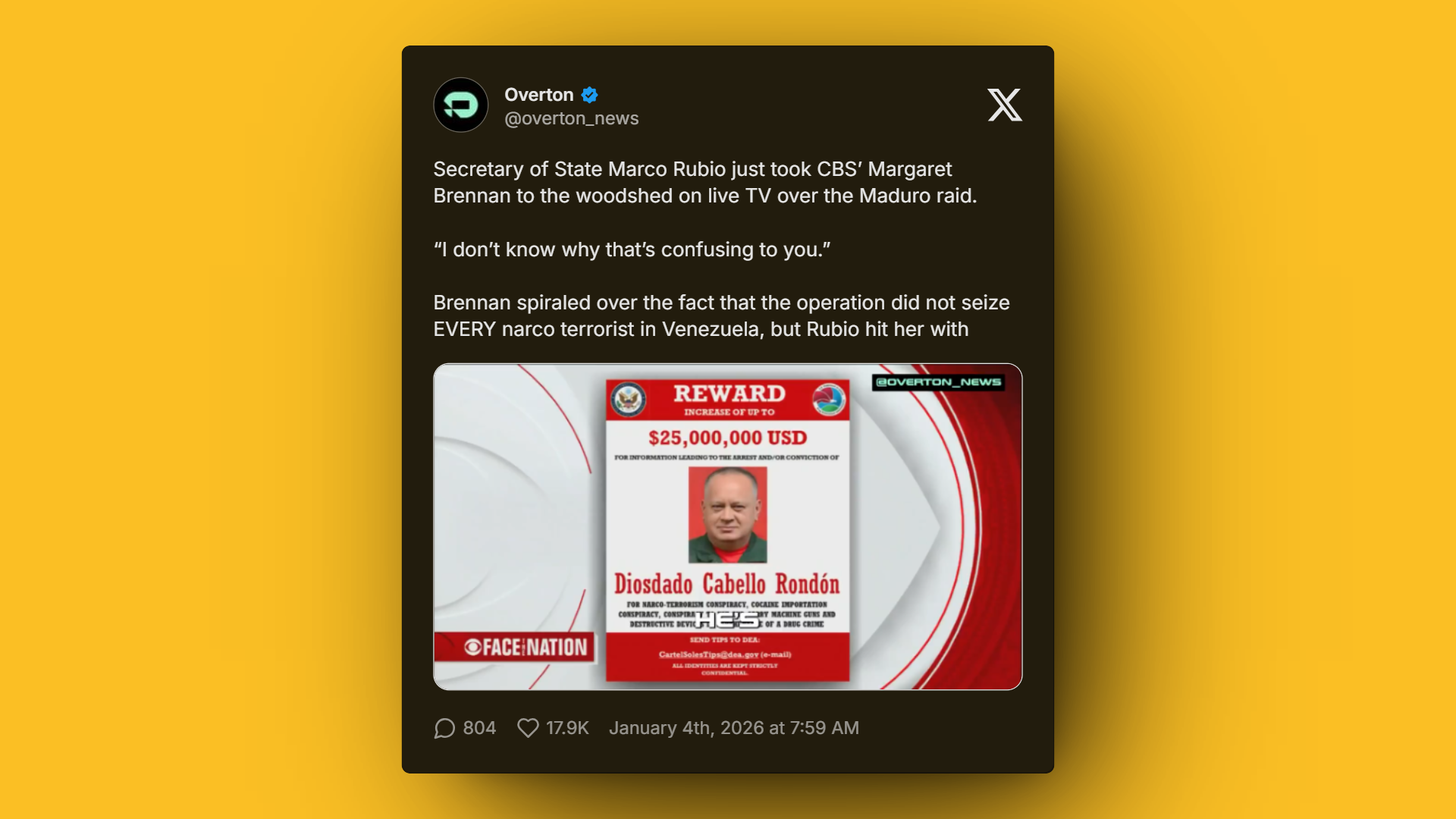 Wanted posters of Venezuelan officials during U.S. political discussion