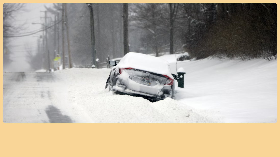 Highway covered in snow after historic winter storm
