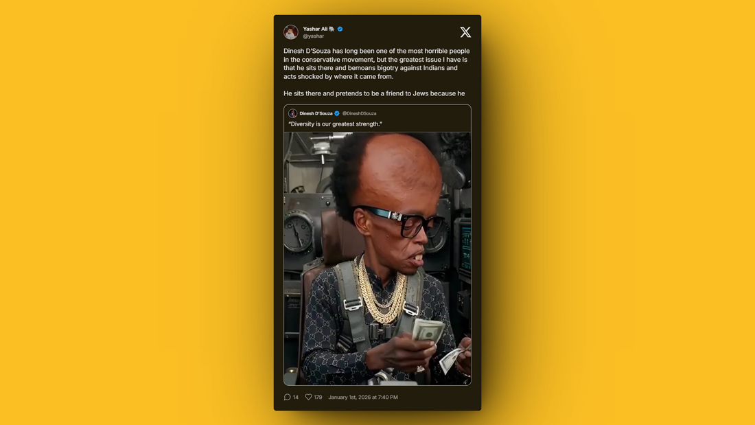 Social media outrage over Dinesh D’Souza’s controversial video post.